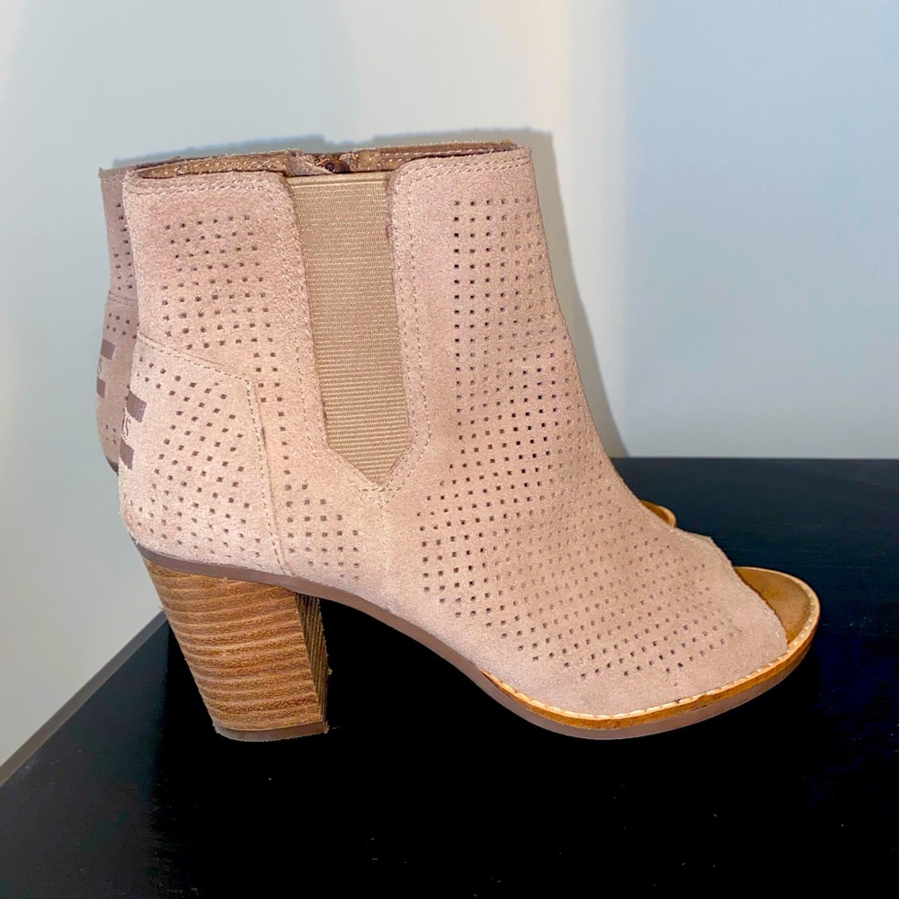 Suede TOMS Open Toe Heels